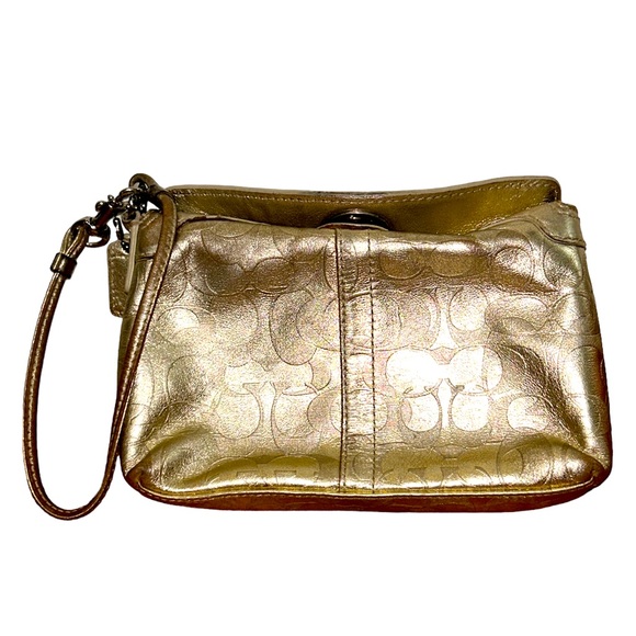 Gold Metallic Coach Wristlet, GUC - Picture 2 of 4
